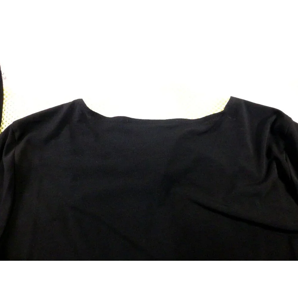 Another Thyme Black & Blue Beaded 3/4 Sleeve Top Scalloped Hem Size 2X USA Made - Picture 11 of 12